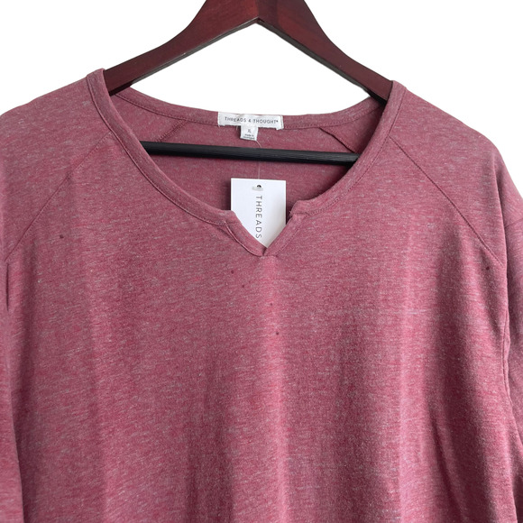 Threads 4 Thoughts Women Top L Rose Tee Organic Cotton Soft Relaxed Lounge NEW - Picture 6 of 10